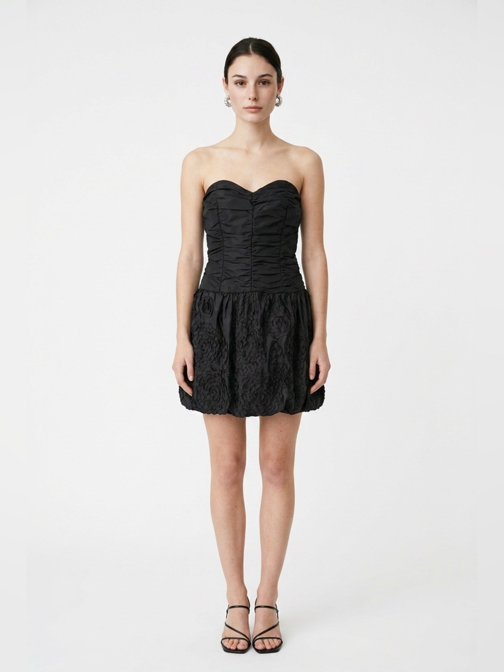 90s bubble hem strapless dress